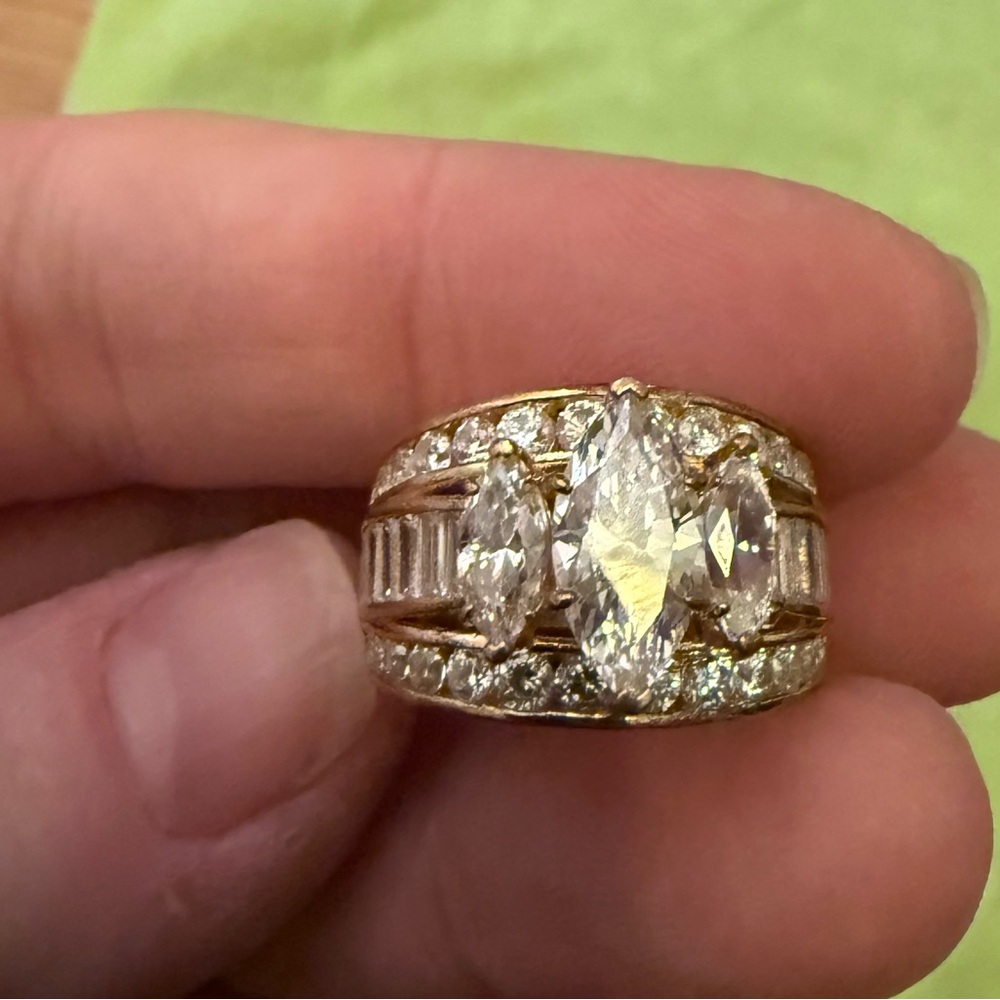 Danbury Mint Art Deco Marvelous Marquise Diamonisse Ring